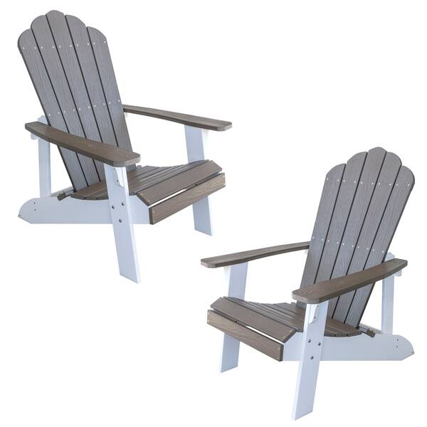 Shop Outdoor Two Tone Adirondack Chair Driftwood With White Accents 2 Pc On Sale Overstock 27202452