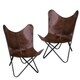 Natural Leather Butterfly Chair in Brown, 2 Piece Set - Thumbnail 0