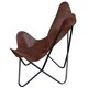 Natural Leather Butterfly Chair in Brown, 2 Piece Set - Thumbnail 2