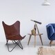 Natural Leather Butterfly Chair in Brown, 2 Piece Set - Thumbnail 4