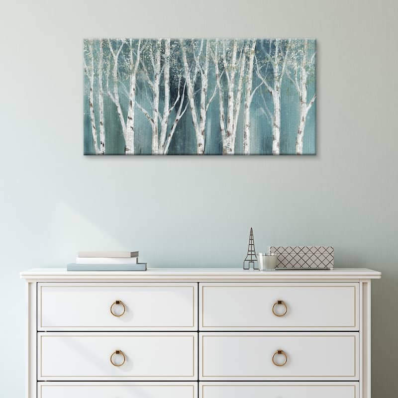 Masterpiece Art Gallery Birch On Blue Soft Mystical Forest By Nan Canvas Art Print