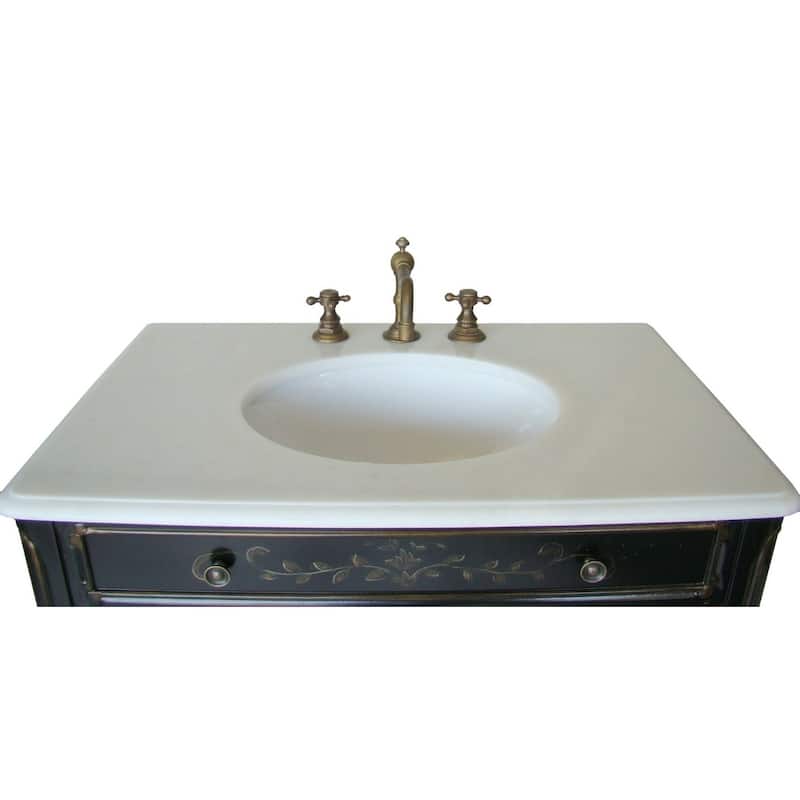 32" Benton Collection Decoroso Hand Painted Black Bathroom Vanity