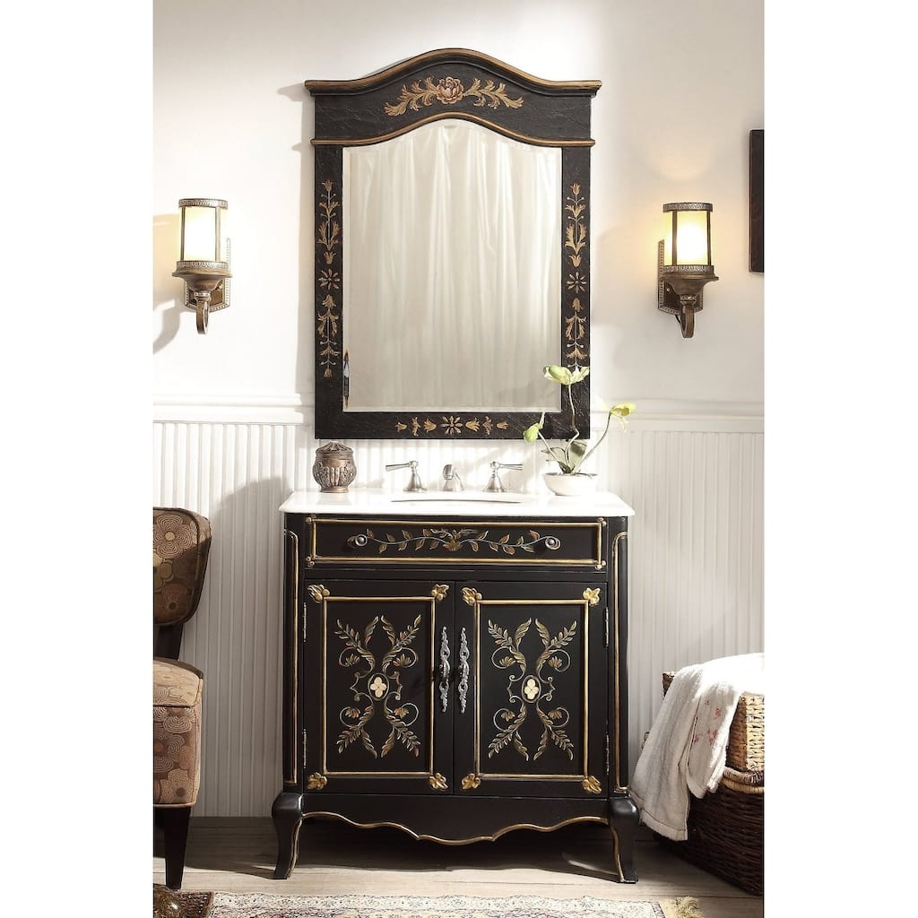 32" Benton Collection Decoroso Black Bathroom Vanity with Mirror