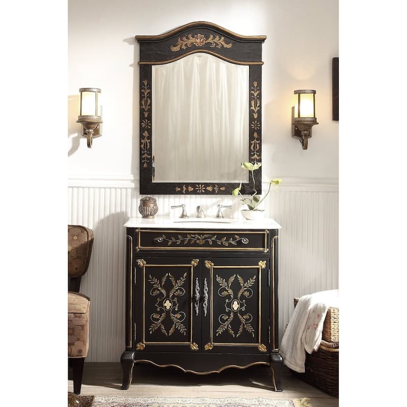 32" Benton Collection Decoroso Black Bathroom Vanity with Mirror
