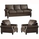 preview thumbnail 2 of 12, Payne Top Grain Leather Sofa Bed and Two Chairs Distressed Grey