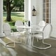 Havenside Home Howard Bay White Metal 5-piece Outdoor Dining Set with 39-inch Table and White Chairs - Thumbnail 0