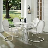 Havenside Home Howard Bay White Metal 5-piece Outdoor Dining Set with 39-inch Table and White Chairs