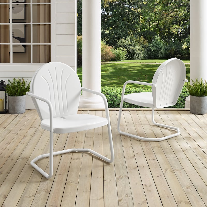 Crosley Griffith Metal Chair In White Finish - 22 W x 28.2 D x 33.25 H