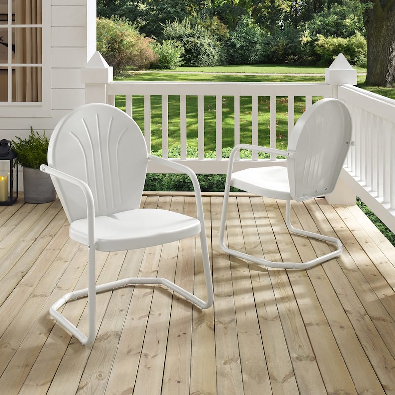 Crosley Griffith Metal Chair In White Finish - 22 W x 28.2 D x 33.25 H
