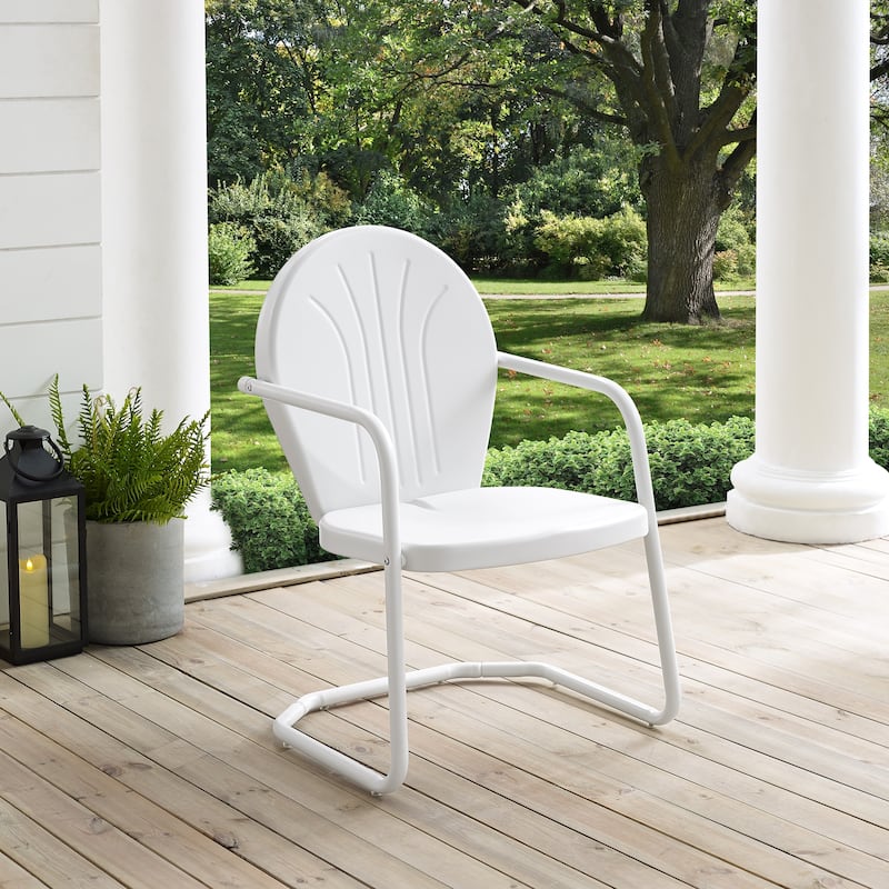 Crosley Griffith Metal Chair In White Finish - 22 W x 28.2 D x 33.25 H