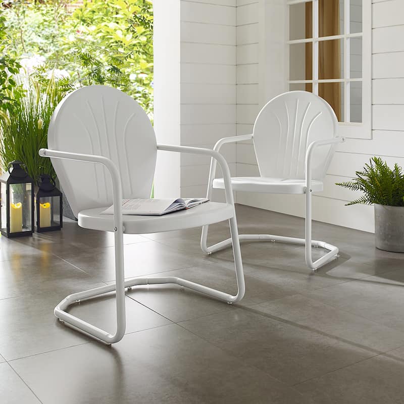 Crosley Griffith Metal Chair In White Finish - 22 W x 28.2 D x 33.25 H