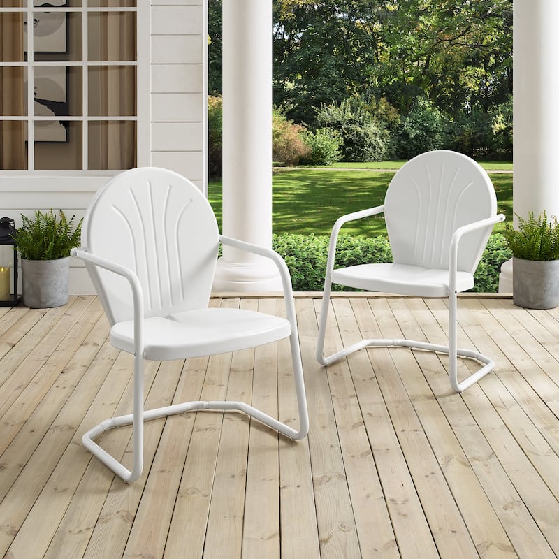 Crosley Griffith Metal Chair In White Finish - 22 W x 28.2 D x 33.25 H