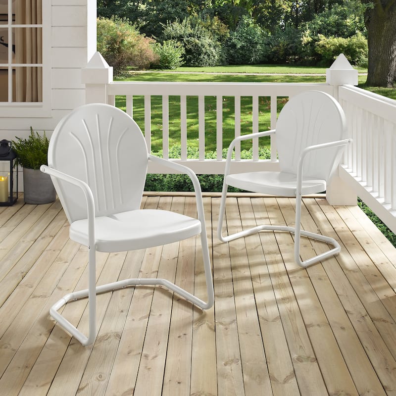 Crosley Griffith Metal Chair In White Finish - 22 W x 28.2 D x 33.25 H