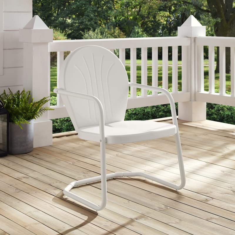 Crosley Griffith Metal Chair In White Finish - 22 W x 28.2 D x 33.25 H