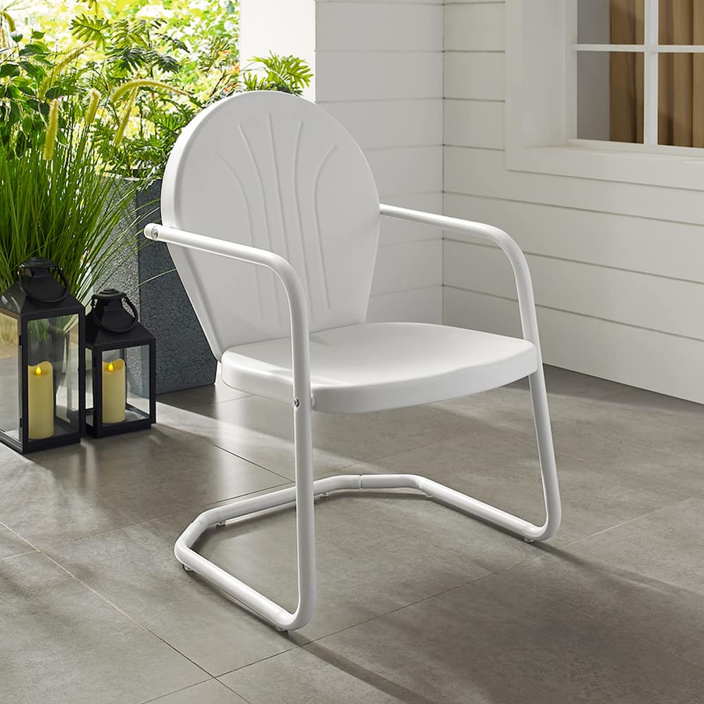 Crosley Griffith Metal Chair In White Finish - 22 W x 28.2 D x 33.25 H