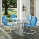 Havenside Home Howard Bay White Metal 5-piece Outdoor Dining Set with 39-inch Table and Blue Chairs - Thumbnail 5