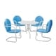 Havenside Home Howard Bay White Metal 5-piece Outdoor Dining Set with 39-inch Table and Blue Chairs - Thumbnail 1