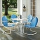 Havenside Home Howard Bay White Metal 5-piece Outdoor Dining Set with 39-inch Table and Blue Chairs - Thumbnail 6