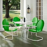 Griffith Metal Five Piece Outdoor Dining Set - 39" Dining Table In White Finish With Grasshopper Green Finish Chairs