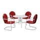 Havenside Home Howard Bay White Metal 5-piece Outdoor Dining Set with 39-inch Table and Red Chairs - Thumbnail 1