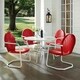 Havenside Home Howard Bay White Metal 5-piece Outdoor Dining Set with 39-inch Table and Red Chairs - Thumbnail 0