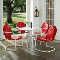 Havenside Home Howard Bay White Metal 5-piece Outdoor Dining Set with 39-inch Table and Red Chairs