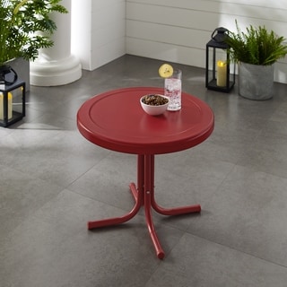 Retro Metal Side Table In Coral Red