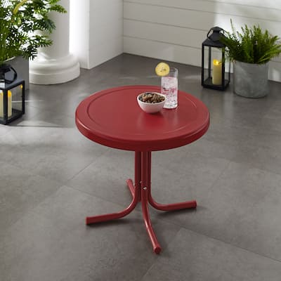 Crosley Retro Metal Side Table In Coral Red