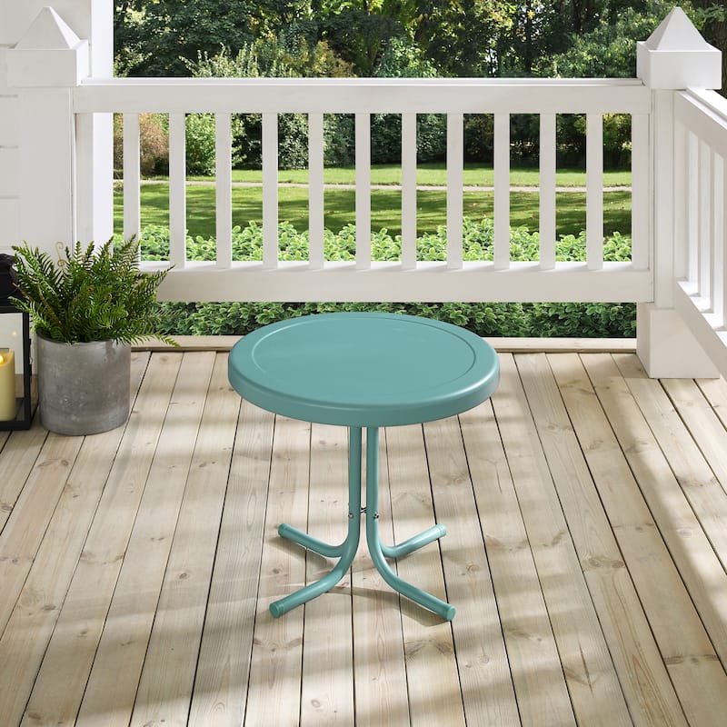 Crosley Retro Metal Side Table In Caribbean Blue