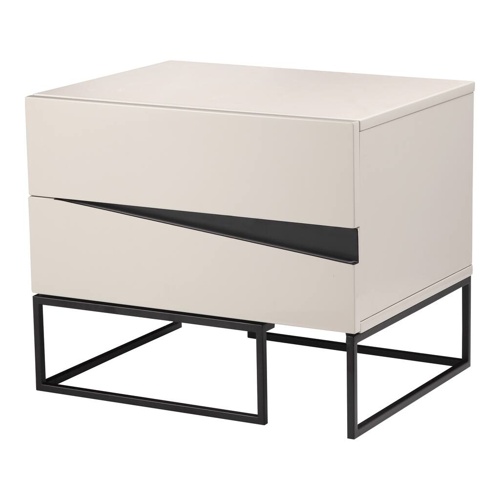 Aurelle Home Albisa White Sleek Modern Nightstand