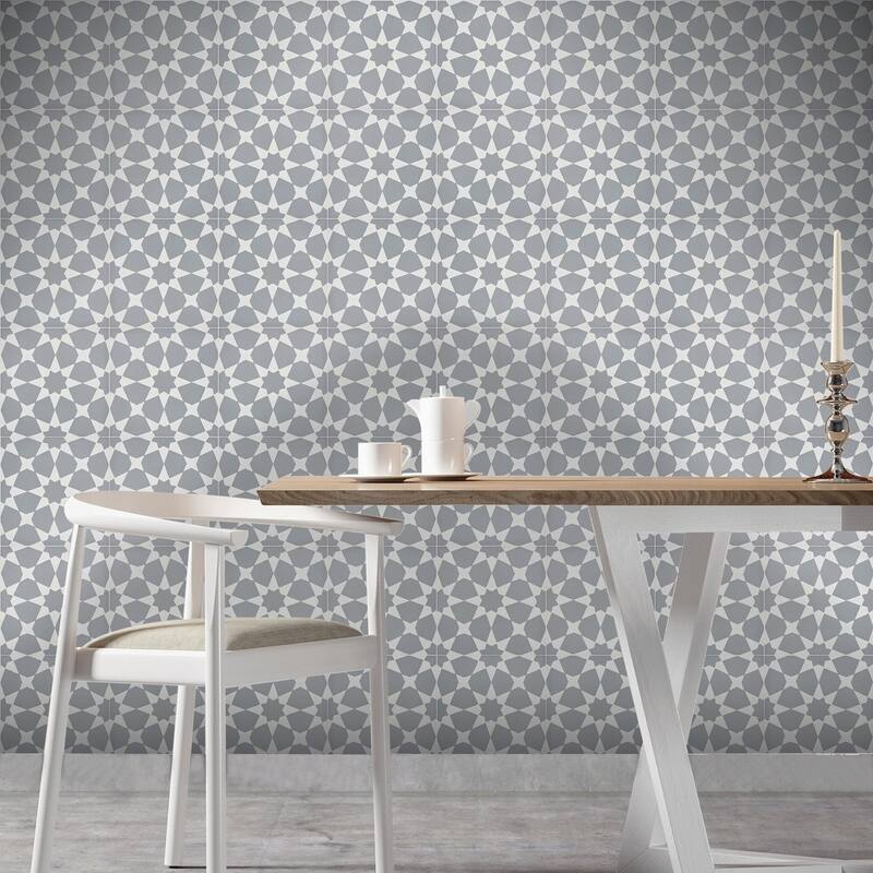 Handmade Medina 8''x8'' in Grey and White Tile, Pack of 12 (Morocco)