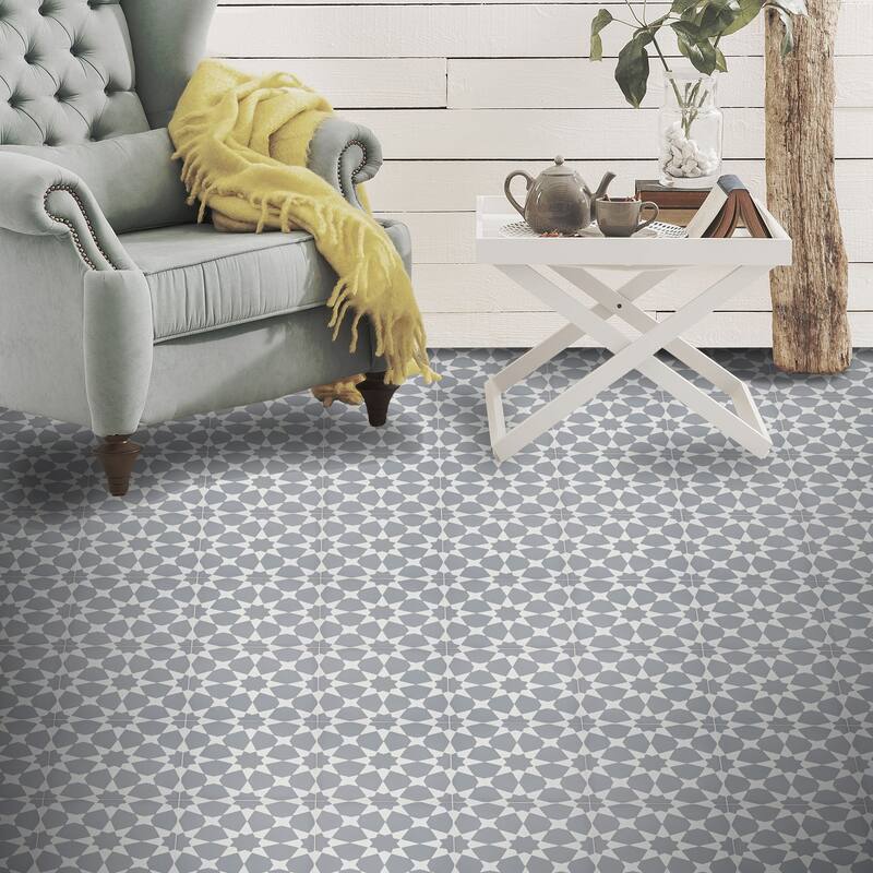 Handmade Medina 8''x8'' in Grey and White Tile, Pack of 12 (Morocco)