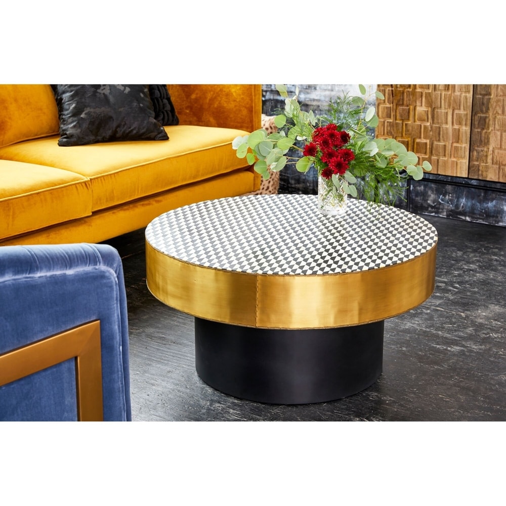 Aurelle Home  Brass Contemporary Geometric Coffee Table