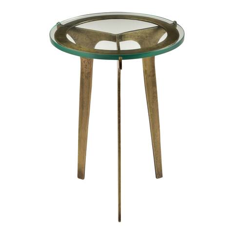 Aurelle Home Brass Glass and Iron Contemporary Accent Table