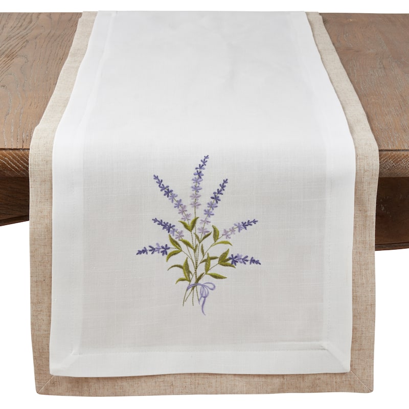 Double Layer Table Runner With Lavender Design