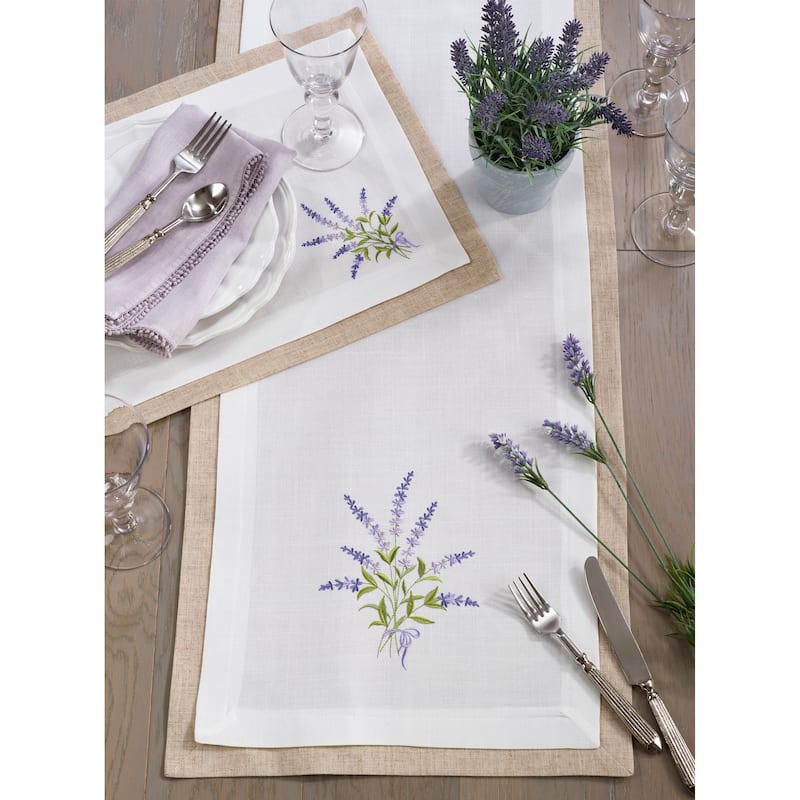 Double Layer Table Runner With Lavender Design