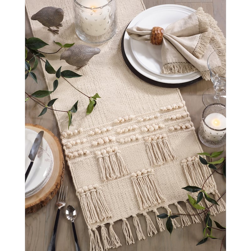 Table Runner With Tassel Moroccan Design