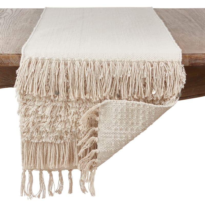 Cotton Table Runner With Sequin Moroccan Design