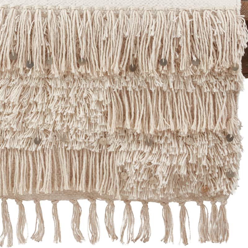 Cotton Table Runner With Sequin Moroccan Design