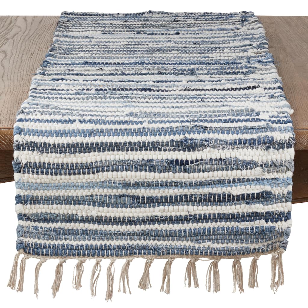 Striped Denim Chindi Dining Table Runner