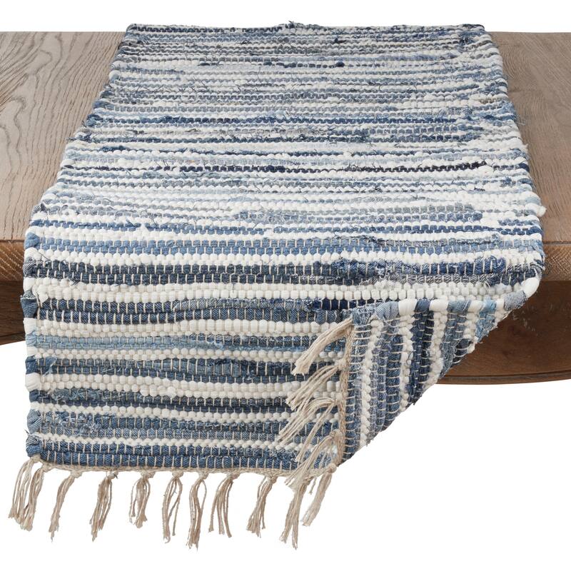 Striped Denim Chindi Dining Table Runner