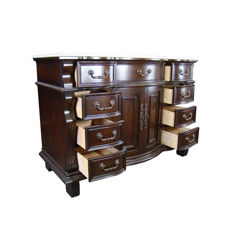 60 inch Antique Style Cherry Wood Hopkinton Bathroom Sink Vanity Creama Mafil Stone Top
