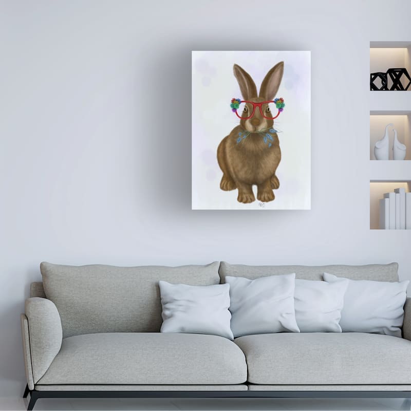 Fab Funky 'Rabbit and Flower Glasses' Canvas Art - On Sale - Bed Bath ...