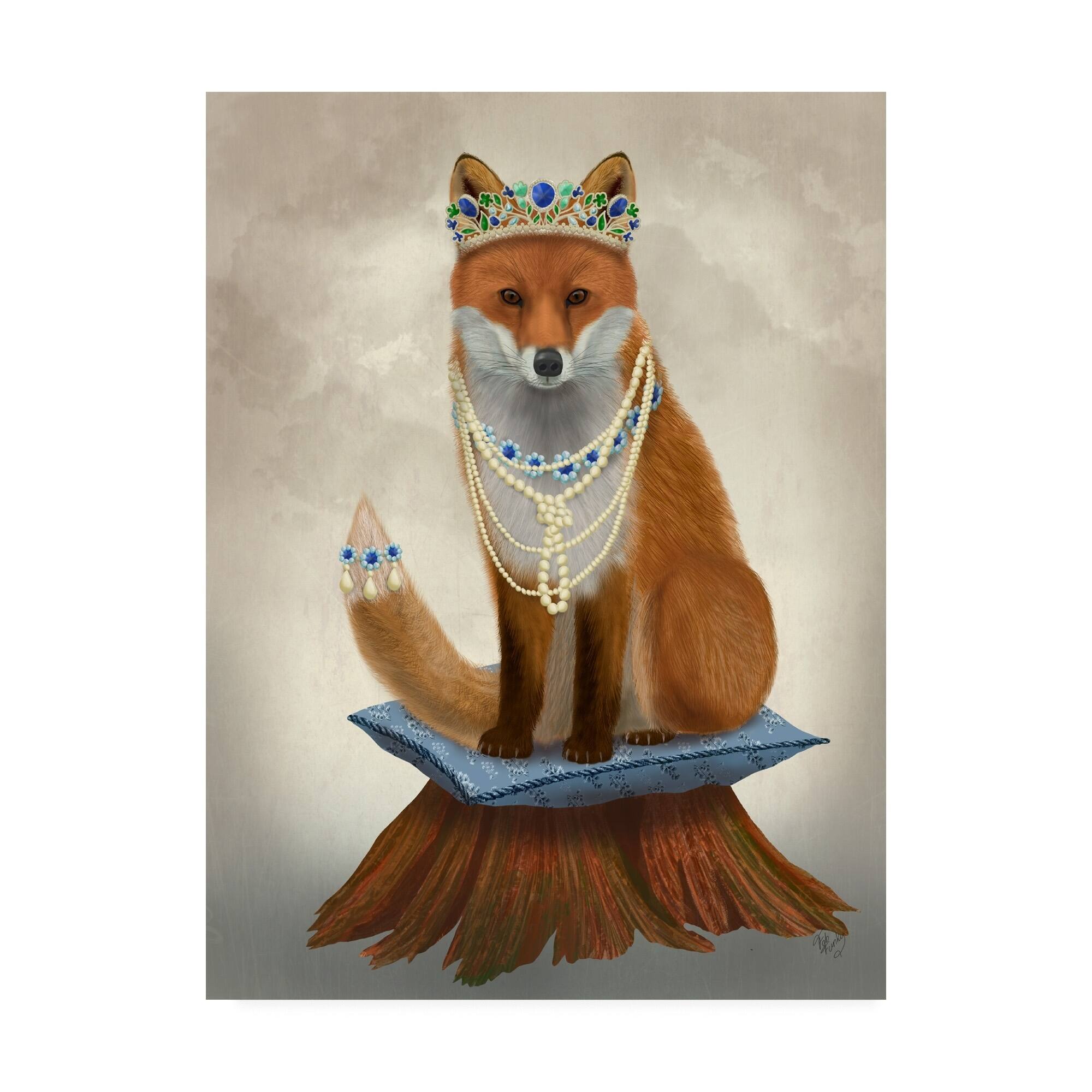 Fab Funky 'Fox with Tiara, Full' Canvas Art - Bed Bath & Beyond - 27212503