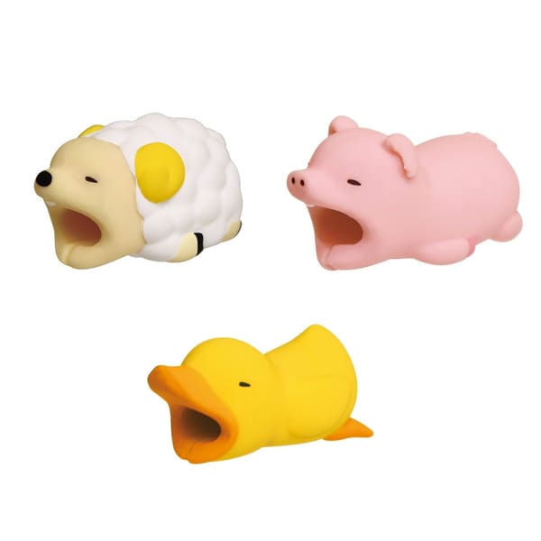 3-pack FARM COLLECTION iPhone & Android Cable Protectors Animal Biters - Ram, Duck, Pig