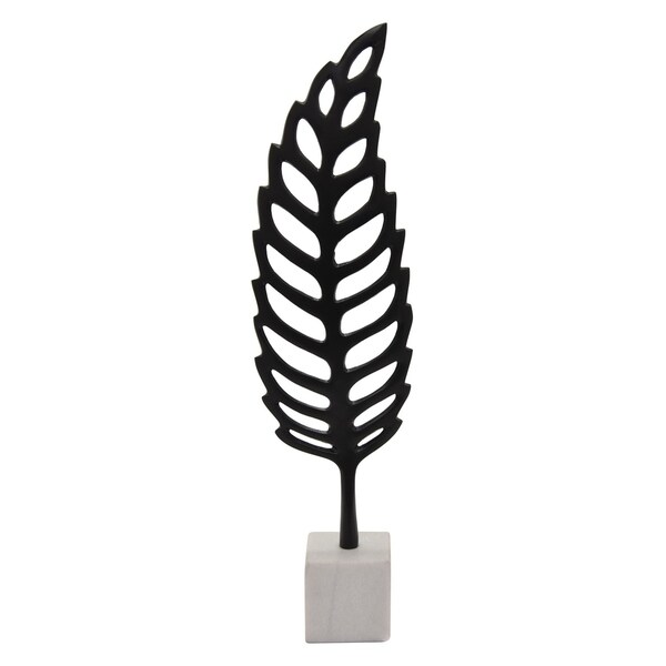 Three Hands Metal Leaf With Marble Base