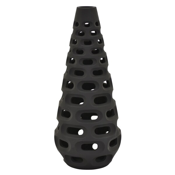 Three Hands Vase Pierced - Matte Black