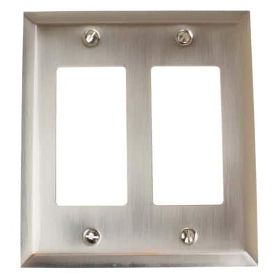 GlideRite 2-gang Rocker Wall Plate Cover Brushed Nickel (Pack of 3)