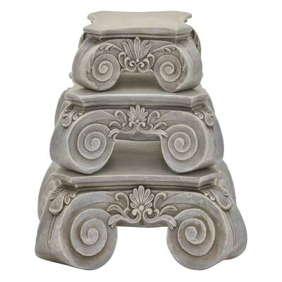 Three Hands Set Of Three Pedestals - Grey