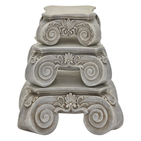 Three Hands Set Of Three Pedestals - Grey